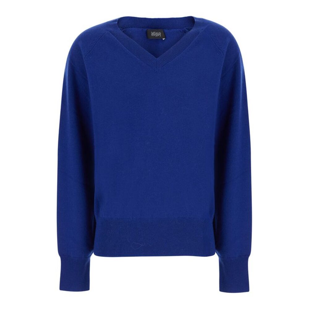 Leplain Women Blue Sweater With V Neck In Cashmere For Women
